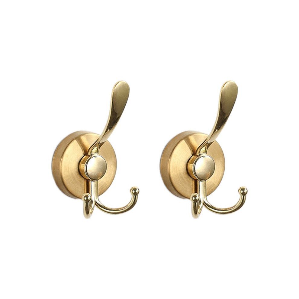2Pcs Stainless Steel Sucker Double Hook Punch-Free Powerful Sucker Hook Reusable Rust-Proof Clothes Hook Gold 4713746276924