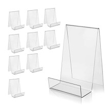 Acrylic Book Stand with Ledge Clear Display Easels Plate for Books Display, Music Sheets, Artworks, CD, (5Large+5Small)