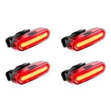 4X USB Rechargeable Bike Tail Light LED Warning Bicycle Rear Light IPX6 Waterproof for Helmet