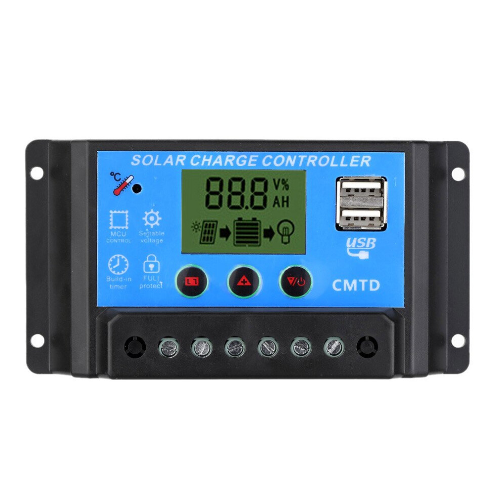 20A Mppt Solar Charge Controller With Lcd, Dual Voltage Regulator And Timer For Led Lights 9771547071433