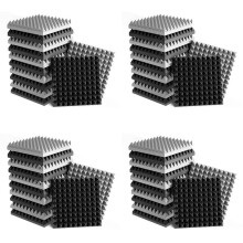 Confezione da 48 Pannelli Autoadesivi Nel Schiuma Insonorizzante 2X12X12 Pollici Schiuma Acustica con Design Un Piramide, per Studio Domestico,Nero +
