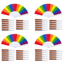 Rainbow Fans, 48-Pack Fans, Rainbow LGBTQ Portable Folding Fans, Folding Hand Fans Party Decorations
