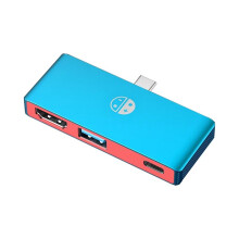 3 in 1 Docking Station Side-Plug USB-C Game Hub with USB3.0 -Compatible PD 100W for Laptop ,, Red
