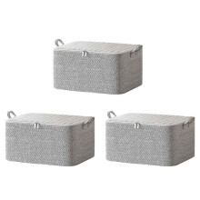 3X Bolsa de Armazenamento com ZíPeres NãO Tecidos Cesta de Armazenamento de Colcha MóVel Bolsa de Armazenamento de Roupas de Capacidade para