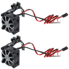 2X for RC Car 3650 3660 550 540 Motor Heatsink Cooling Fan with Thermal Sensor CNC Aluminum Alloy Clamp Heatsink,Black