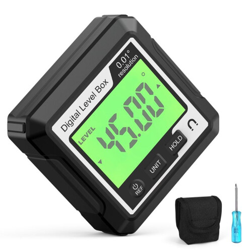 Digital Electronic Level Digital Angle Fnder 90Magnetic Inclinometer Protractor Precision Level Box Black