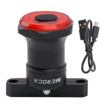 MEROCA Bicycle Tail Rear Light Auto Start Stop Brake USB Charge Cycling Taillight Bike Light Cushion Black