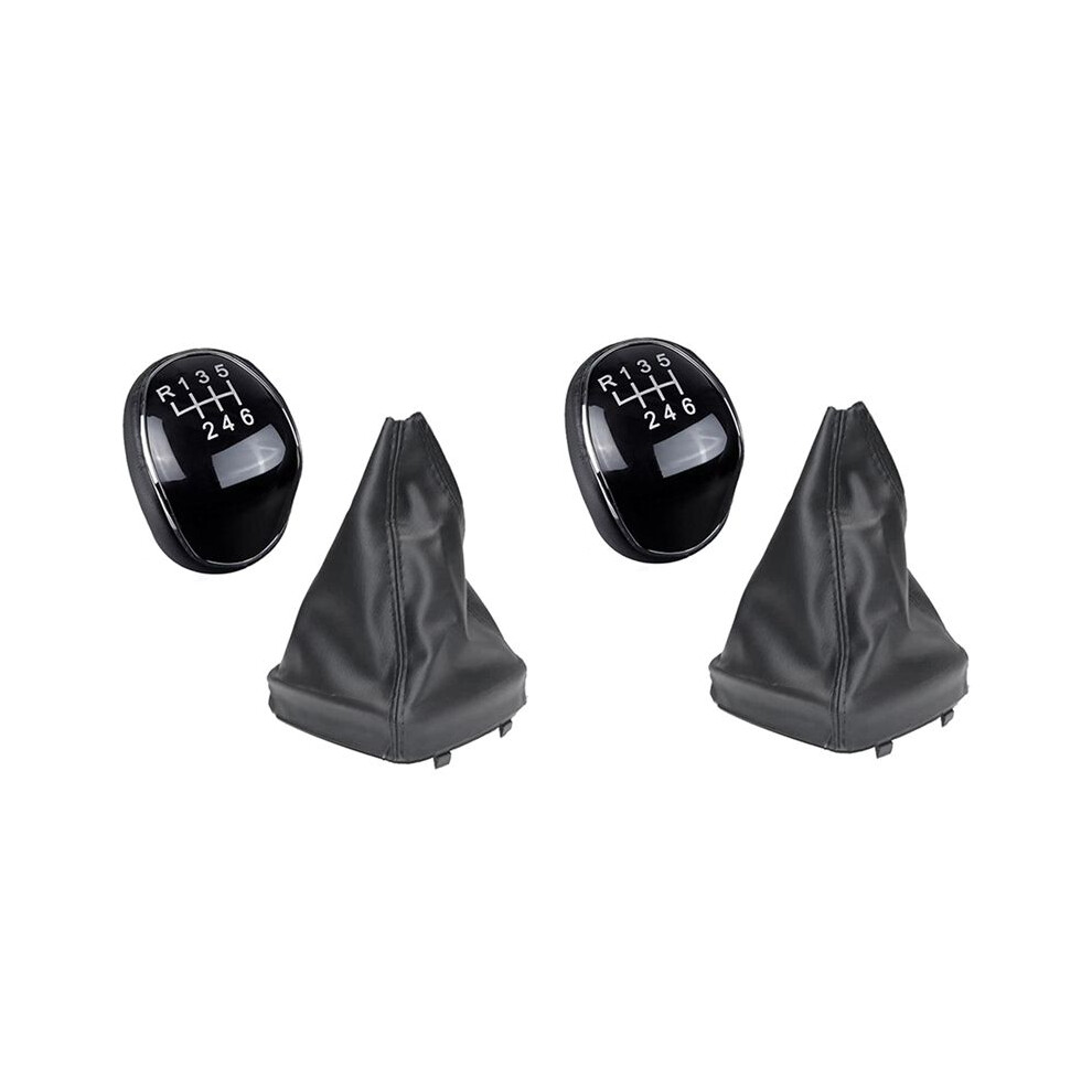 2X 6 Speed Leather Gear Shift Knob Shift Lever Gaitor Boot Cover For Mondeo Mk4 (2007-2014) Black 6032762786391