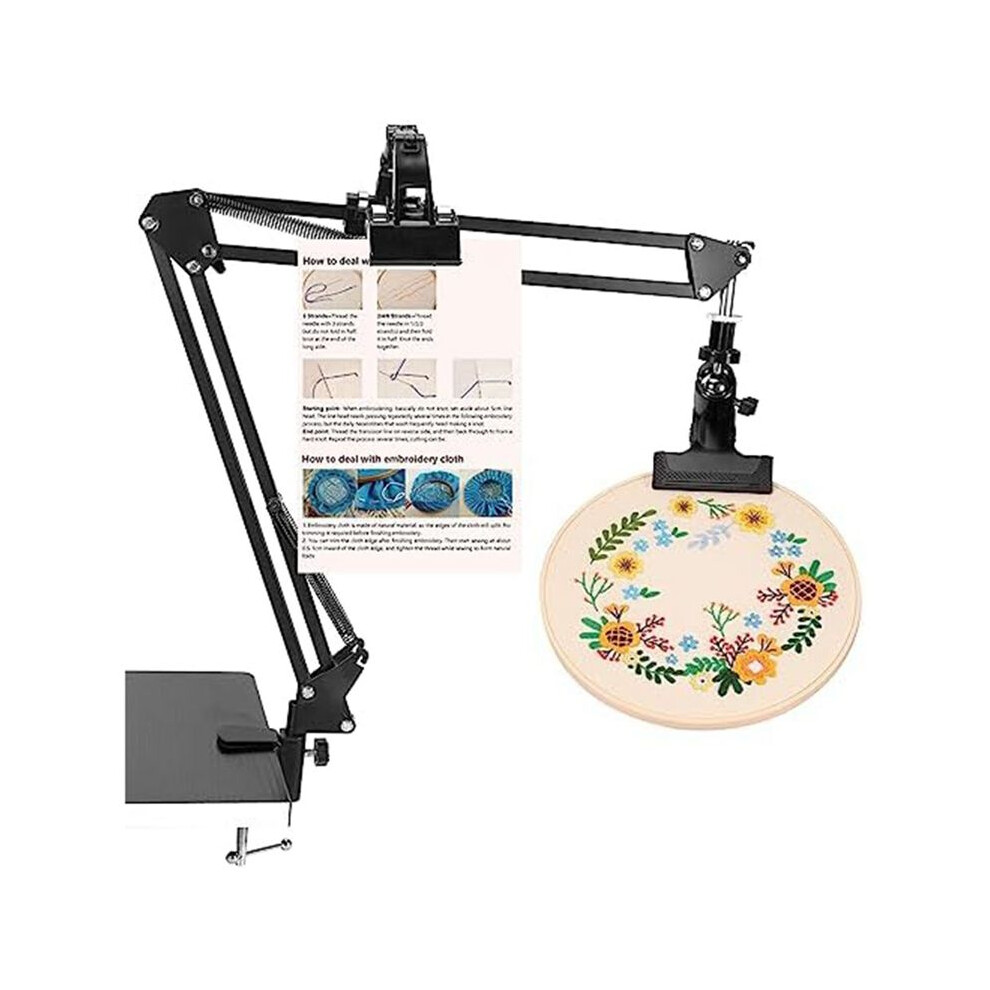 Embroidery Hoop Holder, Adjustable Embroidery Hoop Holder With Instruction Holder, Stitchand Embroidery Projects 6031300689743