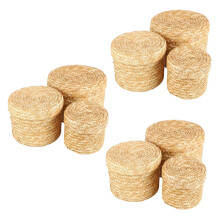 9 Pcs/Set Handmade Straw Woven Storage Basket with Lid Snack Storage Box Laundry Baskets Rattan Storage Flower Basket