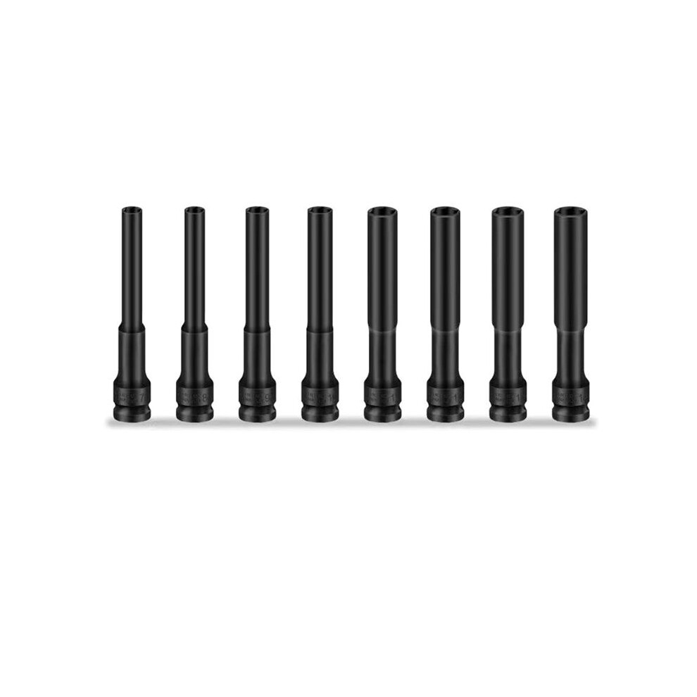 8Pcs 1/2 Drive Socket Impact Wrench Hex Adapter Spanner Converter 7Mm-14Mm Black 4711884742080