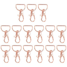 35Pcs Swivel Clasps Lanyard Snap Hooks Keychain Clip Hook Lobster Claw Clasp Metal Hook Clasp with D Rings Rose Gold