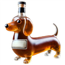 Bouteille de Whisky en Forme de Teckel, Verre Sculpté en 3D en Forme de Teckel, Bouteille de Vin Rouge, Flacon à Liqueur Réutilisable en Verre C