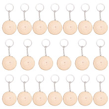 20 Pack Unfinished Wood Slices Keychain Blank Hand-Painted Wooden Keychain Christmas Pendant DIY Wood Keychain