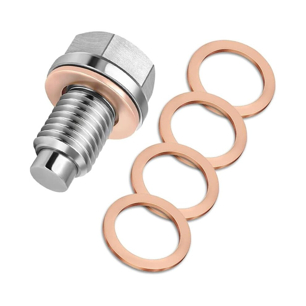 M14x1.5 Magnetic Stainless Steel Oil Pan Drain Nut Bolt With Copper Crush Washer Anti Leakage For Cars,Motorcycles,Boats 6033509101118