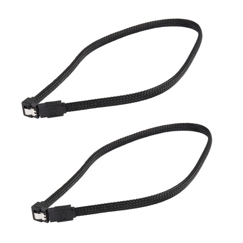 2X 50cm  3.0 Iii Sata3 Cable de Datos de 7 Pines Cables Ssd Ángulo Recto Cable de Datos de Disco Duro Hdd (Negro)