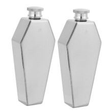 2X  Hip Flask 100ML Personalized Coffin Shape Stainless Steel Portable Flagon Travel Wine Pot Bar
