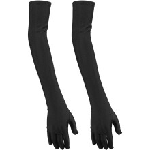 2X Lady Satin Gloves Formal Party Festival Long Black