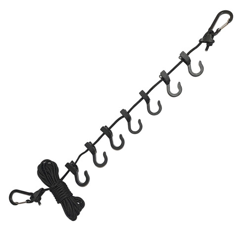 (Black) Windproof Nylon Clothesline for Camping & Travel