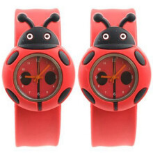 2X Child Boy Girl Ladybug Adorable Cartoon Silicone Watch - Color: Red