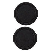2X Camera Plastic Side Pinch Clip Front Lens Cap Protective Cover Black 49mm