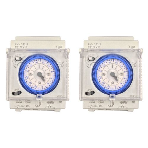 2X Analog Mechanical Timer  110V-220V 24 hours Daily Programmable 15min Setting   Relay SUL181D Hot