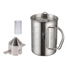 Outdoor Stainless Steel Camping Mug with Lid, Camping Coffee Cup with Foldable Handle for Hiking Travelling (500ml)
