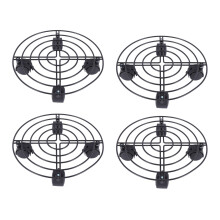 4X Metal Plant Flower Pot Stand Trolley Caddy Wheels Indoor Outdoor Home Garden Tools
