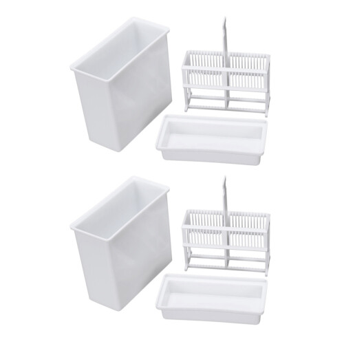 2 In 1 White 48 Pieces Microscope Slides Staining Rack Dish Set 1