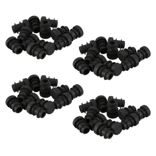 48 Pcs Plastic 12mm Pipe End Blanking Caps Bung Tube Insert Plug Round Black