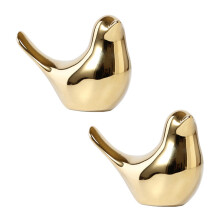2X Polar House Golden Bird Figurines Modern Ceramic Bird Statues Animal Sculpture Home Decoration Crafts Gold Ceramic -M