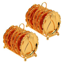 Series 12 Piece Roller Coaster Drink Coaster Decorative Frame Non-Slip Metal Coaster with Pole Frame(Gold)