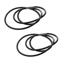 2pcs 19.75 Inch 3mm Fashion Rubber Cord Necklace with Stainless Steel Closure - Black