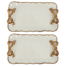 2X Estilo Europeo Bow Cake Almacenaje Bandejas Organizador de Maquillaje Plato de Postre Decoracion Bandeja Bandejas de Almacenamiento de Cocina