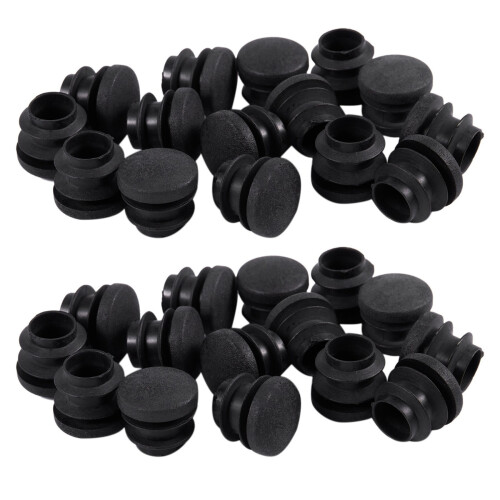 30Pcs Black Plastic Blanking End Cap Round Tube Insert Pipe Bung 16mm 1