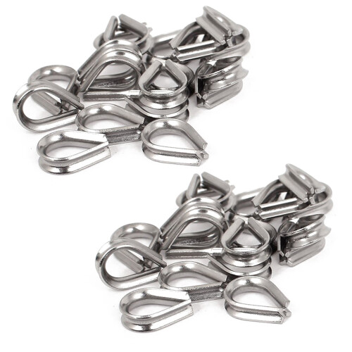 Stainless Steel 2mm Wire Rope Cable Thimbles Silver Tone 40 Pcs