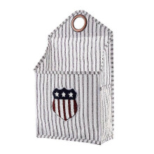 (streak) Dark gray:Household With Hook Pockets Cotton Linen Storage Basket_Gift Of G
