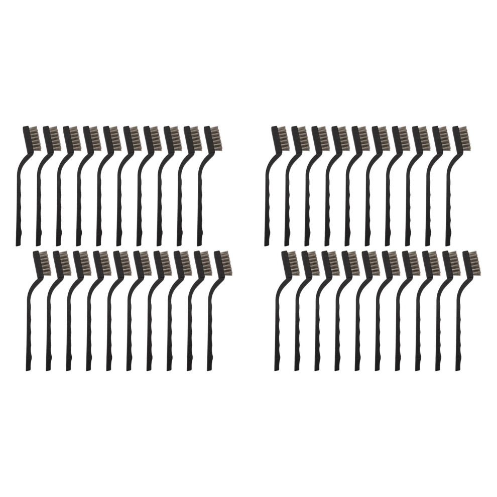 40 Pieces Handle Stainless Steel Wire Bristles Brush Set For Cleaning Welding Slag, Stain And Rust (Silvery) 4713474218678