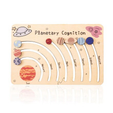Placa Cognitiva de Madera, Tablero de Juegos Cognitivo de Galaxia de Madera Orbital Móvil, Juguetes Interactivos de Aprendizaje