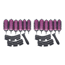 12pcs/set 3 Sizes Detachable Handle Hair Roller Brush with Positioning Clips Ceramic Curler Comb Hairdresser