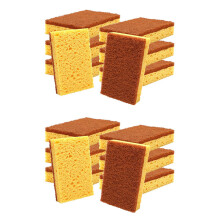Natural Plant Based Scrub Sponge 16 Pack, Fiber Scrubber Sponge with Non Scratch Biodegradable Compostable Sponges