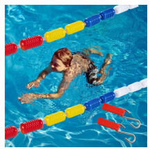 Swimming Pool Divider Rope with W9cm Buoy Floats, 1m AntiUV Nylon Pool Lane Line for Outdoor Use