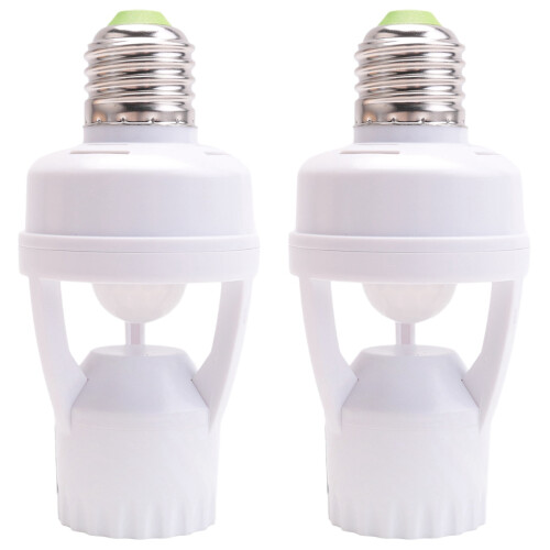 2X AC 110-220V 360 Degrees Pir Induction Motion Sensor IR Infrared Human E27 Plug Socket  Base LED Bulb Holder