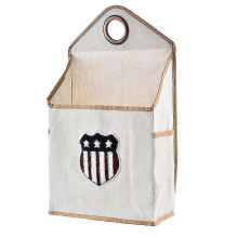 (white) Dark gray:Household With Hook Pockets Cotton Linen Storage Basket_Gift Of G