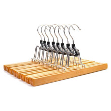 8 Piece Wooden Series Slack Hangers Non-Slip Wood Pants Hangers with 360 Degree Rotation Anti-Rust Hook Clip Hangers for Pants Skirts and Slacks