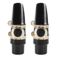 2X Alt Saxophon Mundstueck Kunststoff mit Kappe Metall Schnalle Rohrblattmundstueck Flickwerk Pads Kissen
