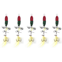 5X Lange Casting Spinner Koeder Fischkoeder Doppel Schwanz Propeller Forelle Karpfen Wels Kuenstliche Eis Angelkoeder 10G