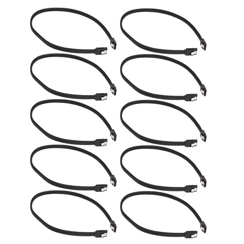 10Pcs 50CM  3.0 III SATA3 7Pin Data Cable 6Gb/S SSD Cables HDD Hard Disk Data Cord Premium Version(Black)