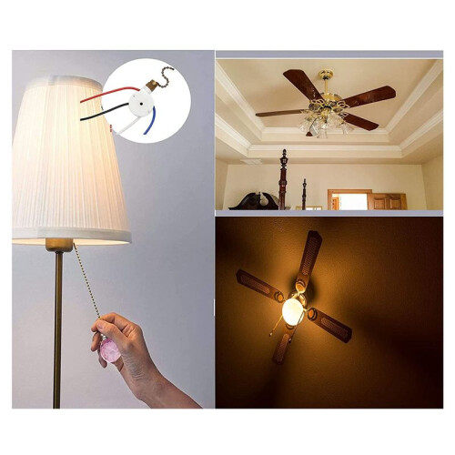 2PCS Ceiling Fan Lights  ZingEar ZE-208S E89885 3 Speed 4 Wire Fan  Pull Chain ,Fan Lights ,Bronze 2