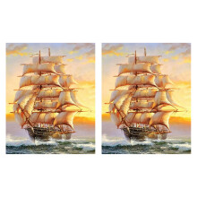 2X 5D Diamond Embroidery Boat Landscape Handmade Diamond Painting Landscape Needlework Stitch Home Decoration